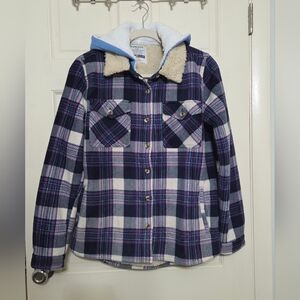 NWOT | Garage Flannel Hooded Jacket with Sherpa Lining L